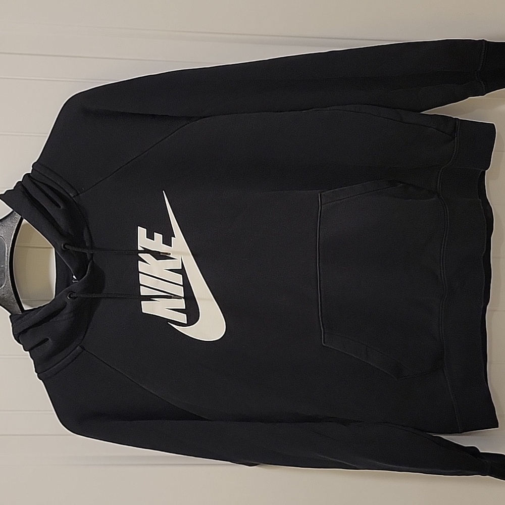 Nike Black Hoodie White Logo Size Medium - Picture 6 of 6
